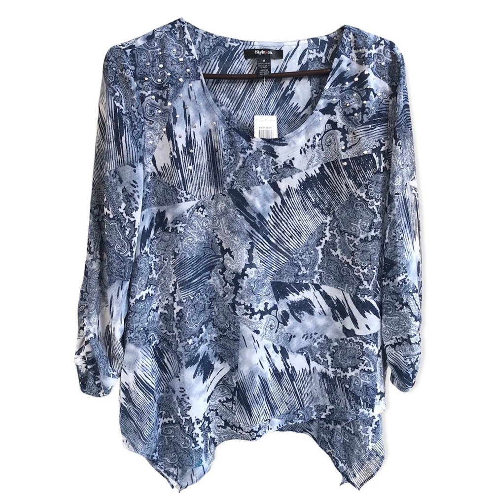 Style & co. Women’s Shirt‎ Blouse Long Sleeve Round Neck Sz M